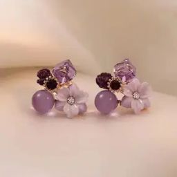 Women Stone-Studded Stud Earrings-image-1