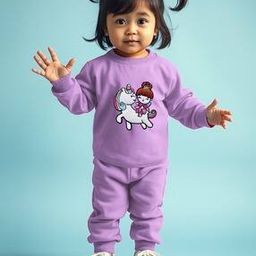 Girls Patch-Work Fleece Sweatshirt & Pyjama Set-image-38