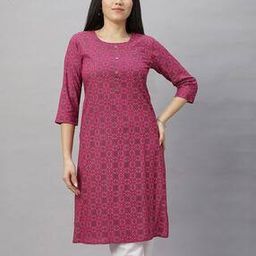 Women Geometric Print Straight Kurta-image-3