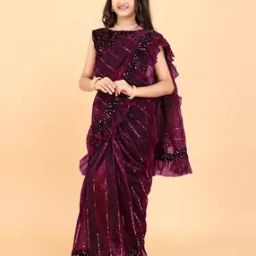 Girls Embellished Ready to Wear Saree   -image-48