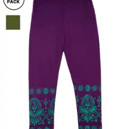 Pack of 2 Floral Print Ankle-Length Leggings-image-33