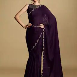 Chiffon Saree with Cutwork Embellished Border-image-42