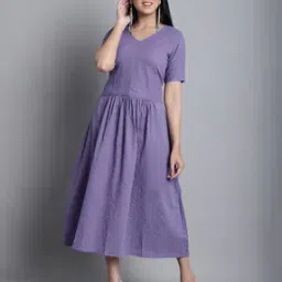 Striped A-Line Dress-image-98