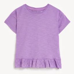 Girls Relaxed Fit Top with Schiffli Embroidered Frills-image-56