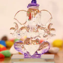 Purple & Transparent Double Sided Crystal Car Ganesha Showpiece-picture-10