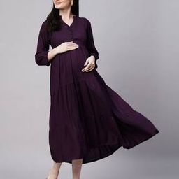 V-Neck Tiered Maternity Dress-image-7
