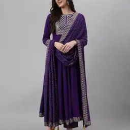 Bandhani Print Anarkali Kurta with Pants & Dupatta-image-10