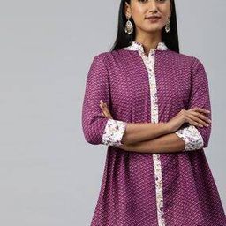 Geometric Printed Collar-Neck Tunic-image-98