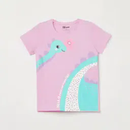 Girls Printed Regular Fit Round-Neck T-Shirt-image-55