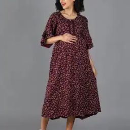 Geometric Print Fit and Flare Maternity Dress-image-41