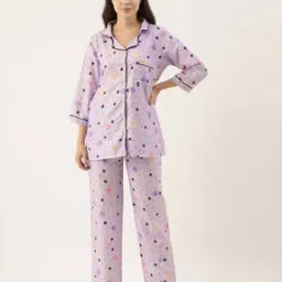 Women Star Print Shirt & Pyjamas Set-picture-53