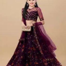 Girls Embroidered Lehenga Choli with Dupatta-image-90