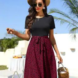 Women Printed Flared Skirt with Tie-Up-image-108