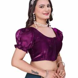 Women Front-Open Blouse with Puff Sleeves-12