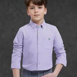 Boys Spread Collar Relaxed Fit Shirt-image-46