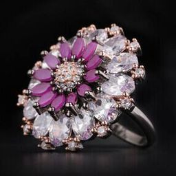 Gunmetal-Plated American Diamond-Studded Adjustable Ring-image-10