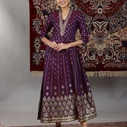 aurelia Women Floral Print Flared Kurta-picture-0