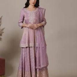 Women Embroidered Flared Kurta Suit Set-image-71