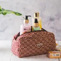 Cotton Geometric Woven Toiletery Bag-picture-28