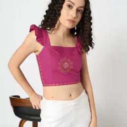 Women Embroidered Fitted Cotton Crop Top-image-64