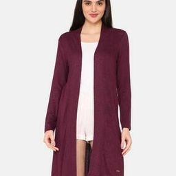 Women Front Open Shrug with Ribbed Hem-23
