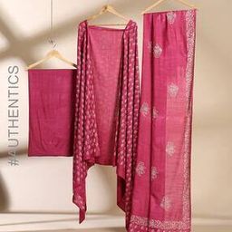 Handblock Printed Katan Silk Unstitched Dress Material-image-32