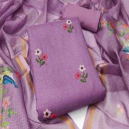 Women Floral Embroidered Kota Doria Dress Material-image-21