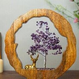 Crystal Tree with Reindeer Handcrafted Showpiece-25