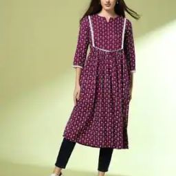 Women Geometric Print A-Line Kurta-image-11