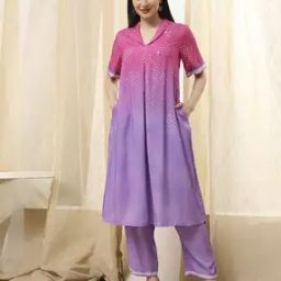 Women Colour-Block Kurta Set-image-47