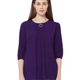 Round-Neck Top with Metal Accent-21