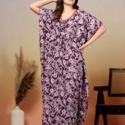 Floral Print Kaftan Nightgown with Tie-Up Waist-picture-53