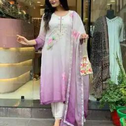 Women Silk Embroidered Straight Kurta With Pant Dupatta Sets-image-23