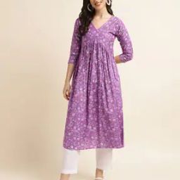 Women Floral Print No Darts Anarkali Kurta-image-29