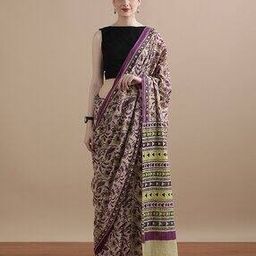 Women Floral Print Pure Cotton Saree-image-43