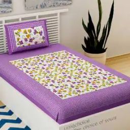 Floral Print Single Size Bedsheet with Pillow Cover-image-39