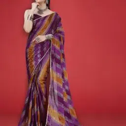Women Leheriya Print Chiffon Saree-image-13