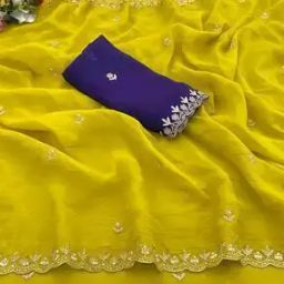 Women Embellished Saree with Scalloped Border-image-73