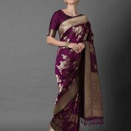 Women Floral Woven Saree with Tassels-image-83