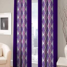 Set Of 2 Floral Print Long Door Curtains-40