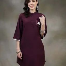 Women Embroidered A-Line Tunic with Patch Pocket-image-1