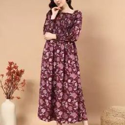Women Floral Print Fit and Flare Dress-image-98
