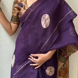 Women Linen Saree with Embellished Border-image-46