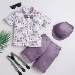 Boys Spread Collar Shirt with Shorts Sets-picture-23