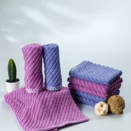 Set of 8 Striped Cotton Face Towels 12" x 12"-image-78