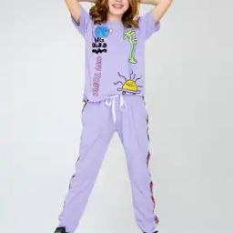 Girls Typographic T-Shirt & Pyjamas Nightsuit Sets-image-9
