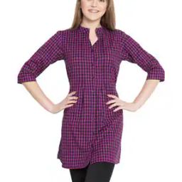 Women Checked Relaxed Fit Tunic-image-92