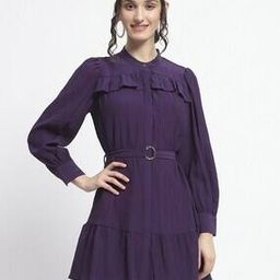 madame Women A-Line Dress with Waist Belt-picture-14