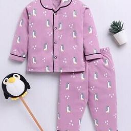 Penguin Printed Lounge Pants & Top Set-18