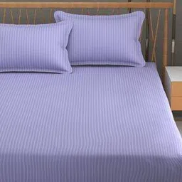 180 TC Striped Double Bedsheet with Pillow Covers-image-60